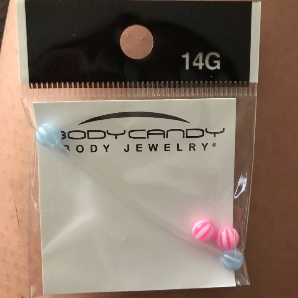 pink/white blue/white  pregnancy belly ring